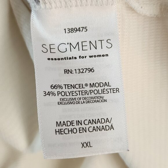 Segments Top Womens Plus Size XXL Solid White Thermal Made in Canada Base Layer - Picture 6 of 7